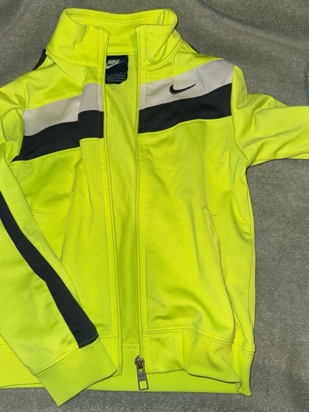 Nike Kids Neon Yellow Track Jacket with Black and White Accents